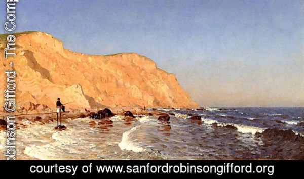Sanford Robinson Gifford - Clay Bluffs on No Man's Land (or Bass Fishing, No Man's Land)