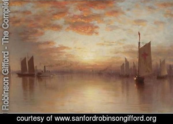 Sanford Robinson Gifford - Sunset Over New York Bay