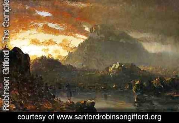 Sanford Robinson Gifford - Sunset in the Wilderness with Approaching Storm (Sketch)