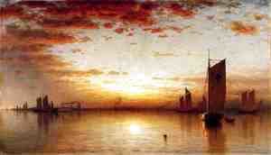 Sanford Robinson Gifford - A Sunset, Bay of New York