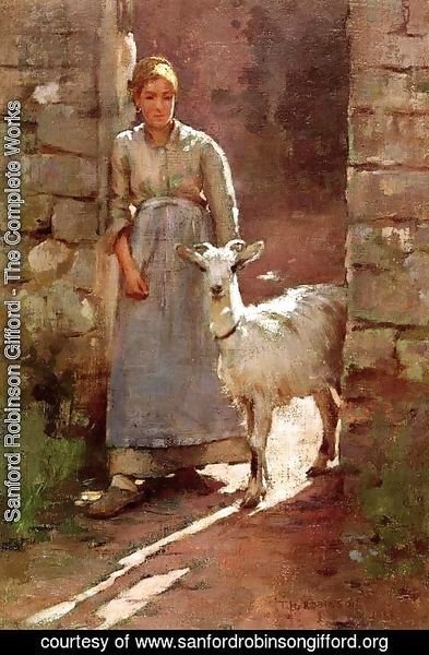 Sanford Robinson Gifford - Girl with Goat 1886