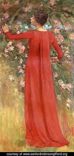 Sanford Robinson Gifford - The Red Gown aka His Favorite Model 188