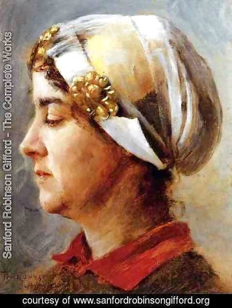 Sanford Robinson Gifford - Woman with White Cap 1884