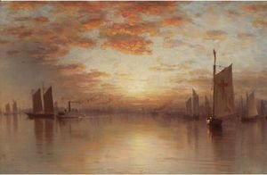 Sanford Robinson Gifford - Sunset Over New York Bay